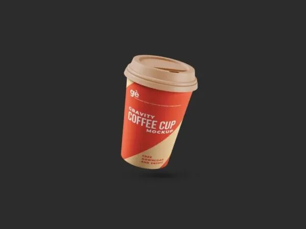 Floating Paper Coffee Cup Mockup 1