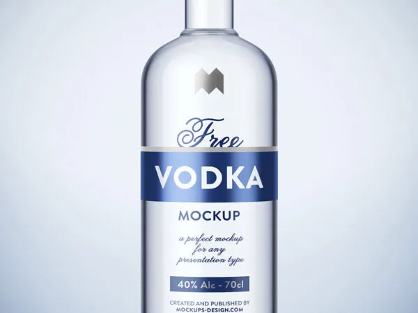 Floating Photo Realistic Vodka Bottle Mockup 1