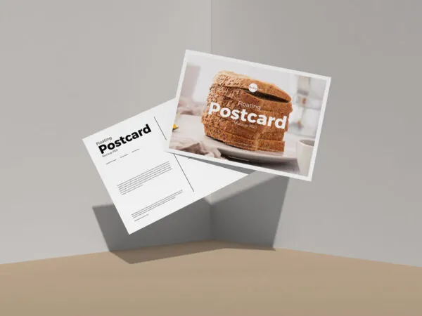 Floating Postcards Mockup from a Front View 1