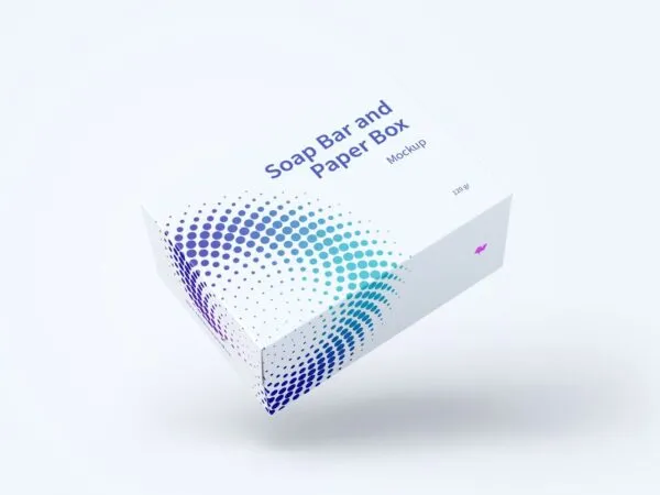 Floating Soap Bar and Paper Box Mockup 1