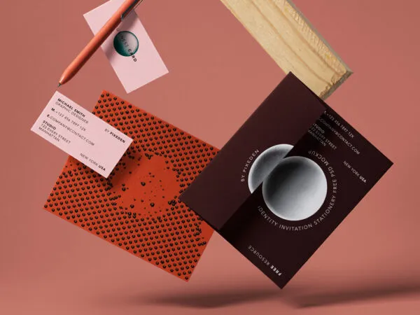 Floating Stationery Invitation Mockup Set 1
