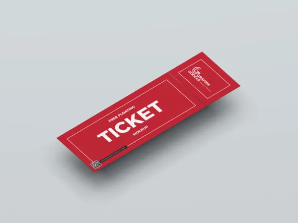 Floating Ticket Mockup at the 34 Angle View 1