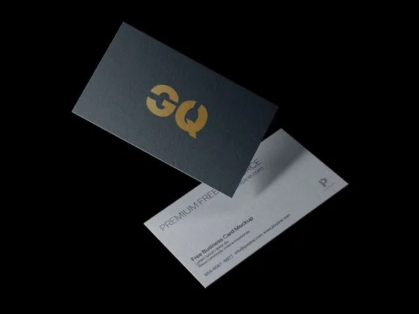 Floating Two Business Cards Mockup from Front and Back Side 1