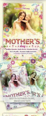 Floral Border Colorful Mothers Day Flyer Template 1