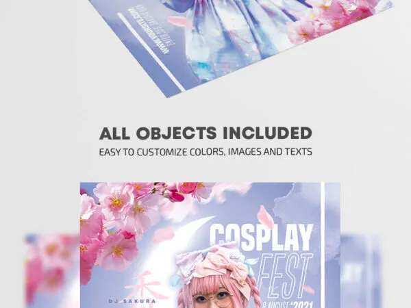 Floral Border Cosplay Festival Flyer Template 1