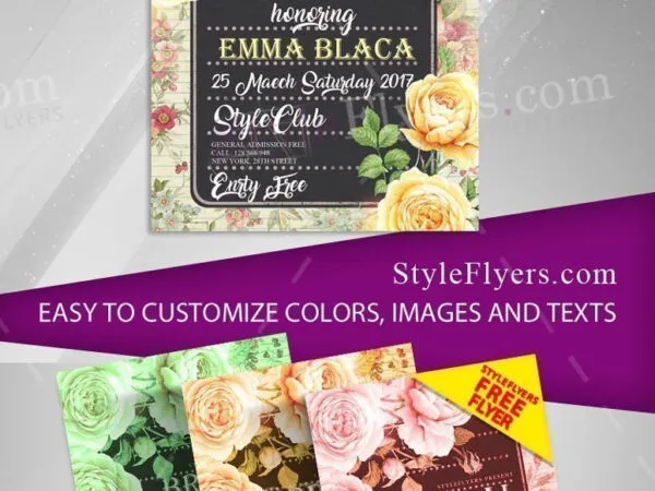 Floral Bridal Shower Party Event Flyer Template 1
