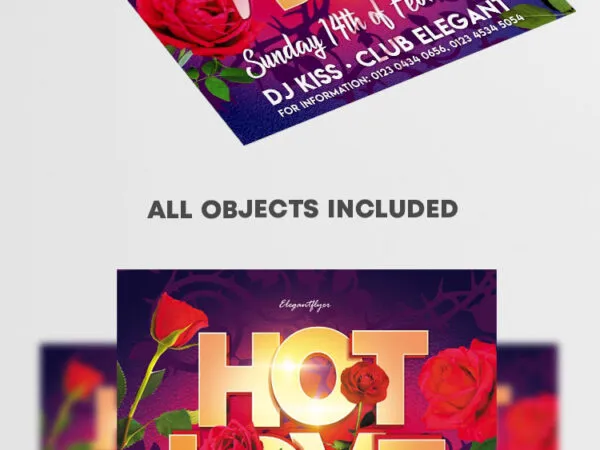 Floral Classic Valentines Day Party Event Flyer Template 1