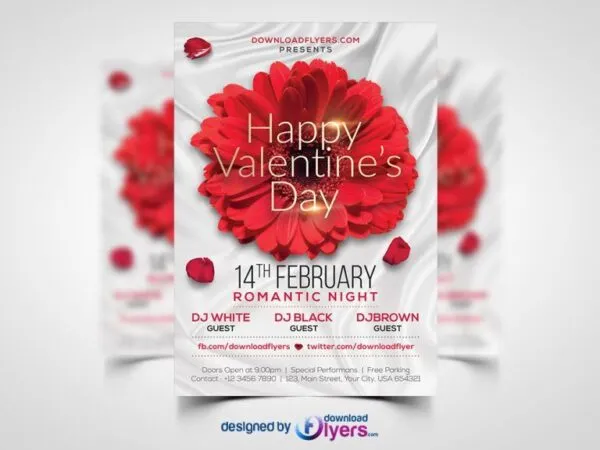 Floral Elegant Valentines Day Flyer Template 1