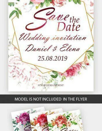 Floral Elegant Wedding Invitation Flyer Template 1