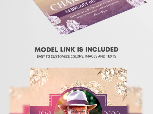 Floral Illustrated Circle Funeral Flyer Template 1