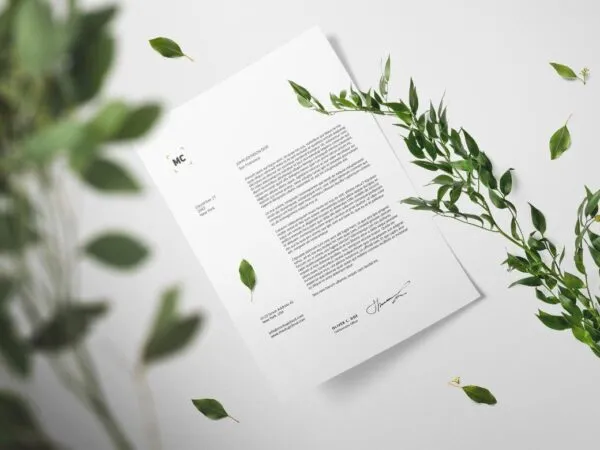 Floral Letterhead Mockup in Perspective Sight 1