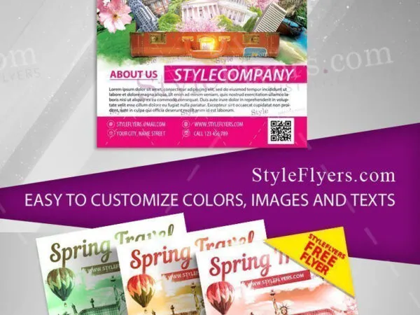 Floral Modern Spring Travel Flyer Template 1