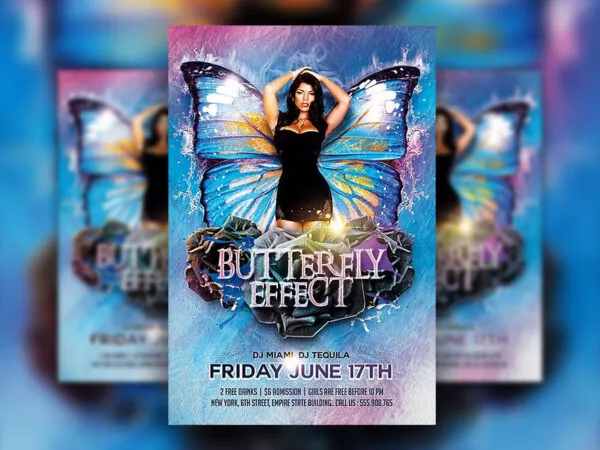 Floral Splash Party Flyer Template 1