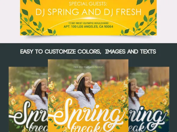 Floral Spring Break Flyer and Facebook Cover Templates 1