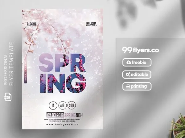 Floral Spring Nightclub Flyer Template 1