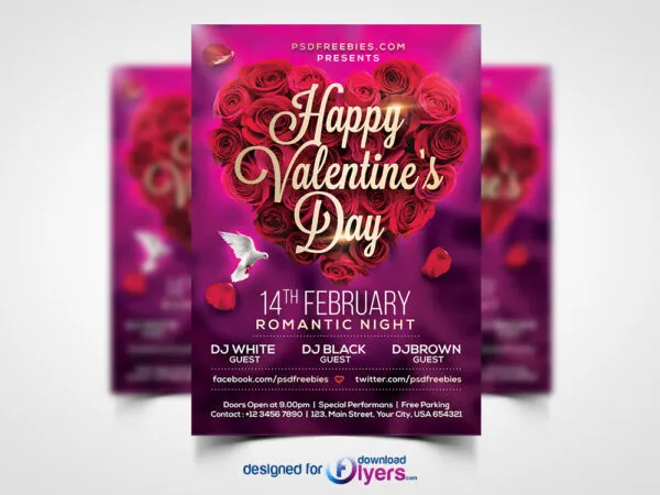 Floral Valentines Day Flyer Template 1