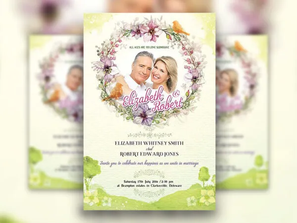 Floral Wedding Invitation and Flyer Template 1
