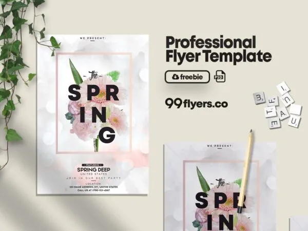Floral White Spring Flyer Template 1