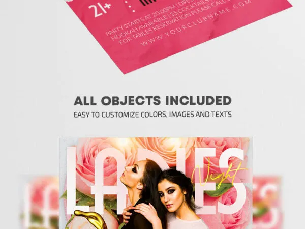 Floral and Cute Ladies Night Party Flyer Template 1