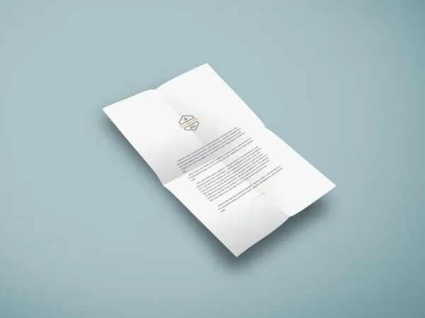 Folded A4 Paper Mockup in the Left Side View 1