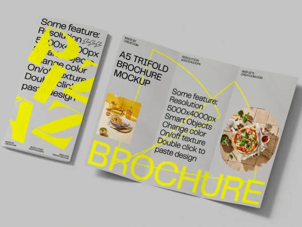 Folded Brochure Mockup in Top View 1