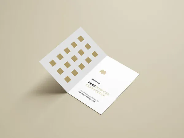 Folded Business Card Mockup with a Beige Background 1