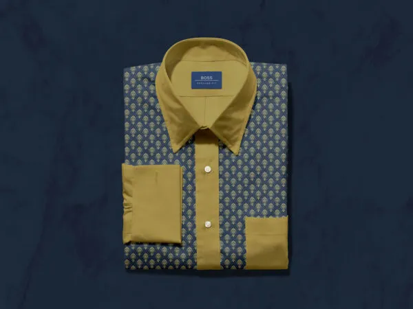 Folded Dress Shirt With Neck Tag Label Mockup 1