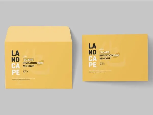 Folded Invitation Card Mockup in 4 Shots 1