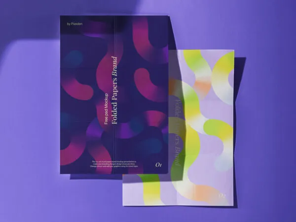 Folded Papers Mockup in Facing View 1