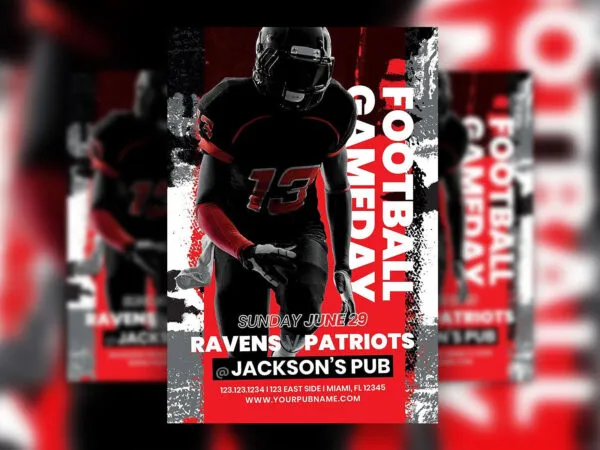 Football Flyer Template Featuring Texts in Vertical and Horizontal Positions 1