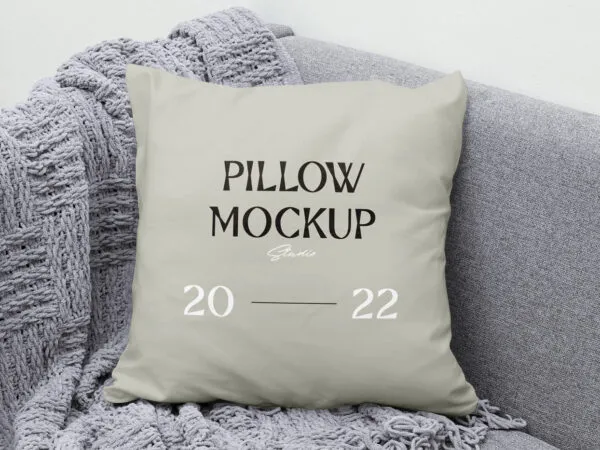 Forepart Sight of Pillow Mockup on Sofa 1