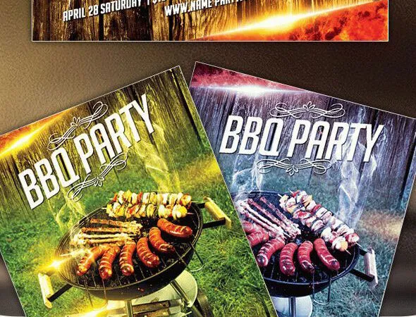 Forest BBQ Party Flyer Template and Facebook Cover 1