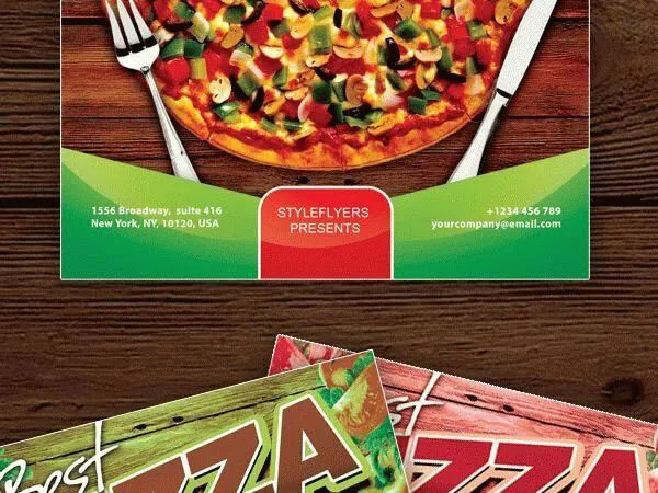 Fork and Knife Modern Pizza Place Ad Flyer Template 1