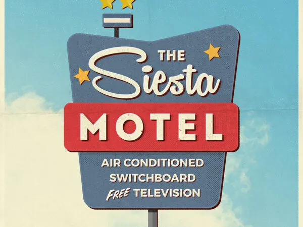 Four Different Illustration Vintage Motel Signs Mockup 1