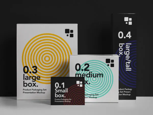 Four Different Size of Boxes Mockup Set 1