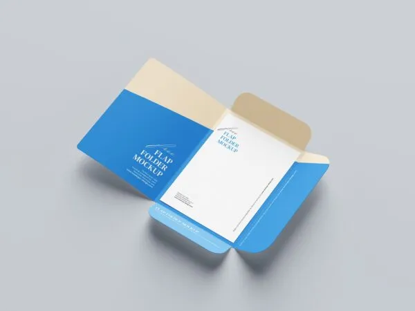 Four Flap Paper Folder Mockup from 4 Different Views 1