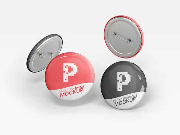 Four Floating Pin Button Badges Mockup 1