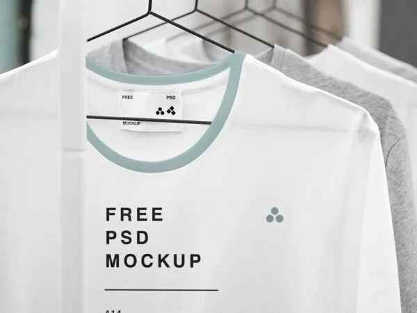 Four Hanging T Shirt Mockup with Cloth Hangers 1