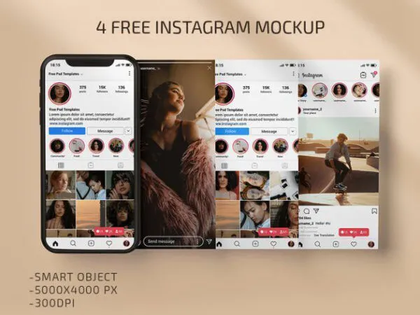 Four Instagram Screen Mockups 1