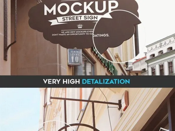 Four Mockups of Street Signs in Different Models 1