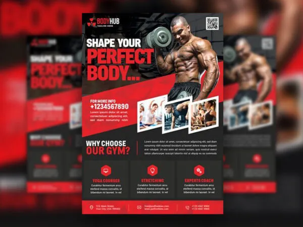 Four Modern Fitness Gym Grid Flyer Templates 1
