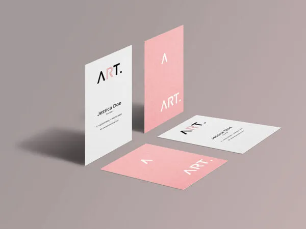 Four Perspective Business Cards Mockup with Different Directions 1