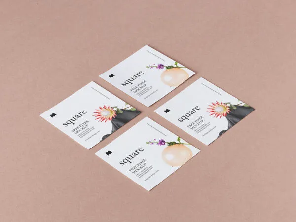 Four Perspective View Square Flyers Mockup 1