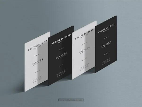 Four Standing Presentation Business Card Mockup in a Row 1