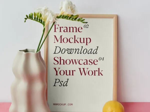 Frame Mockup with Vase and Lemons in Front View 1