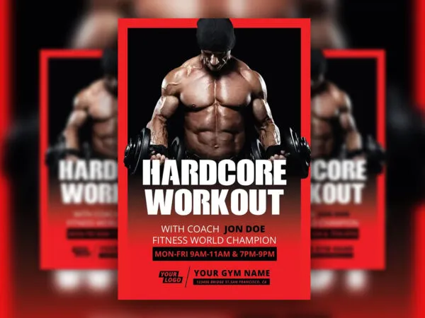 Frame Simple Bold Workout Gym Flyer Template 1