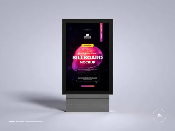 Framed Vertical Stand Billboard Mockup 1