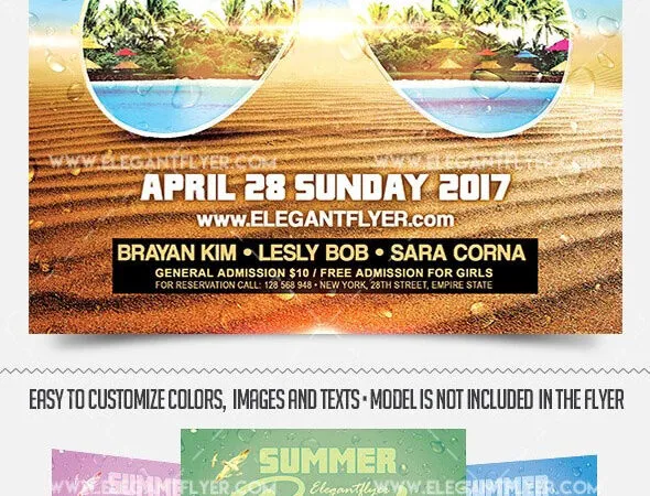 Fresh Modern Summer Beach Party Flyer and Facebook Cover Template 1