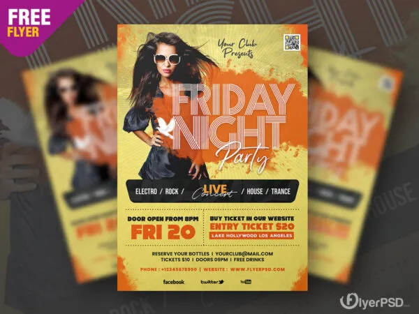 Friday Ladies Nightclub Music Party Flyer Template 1