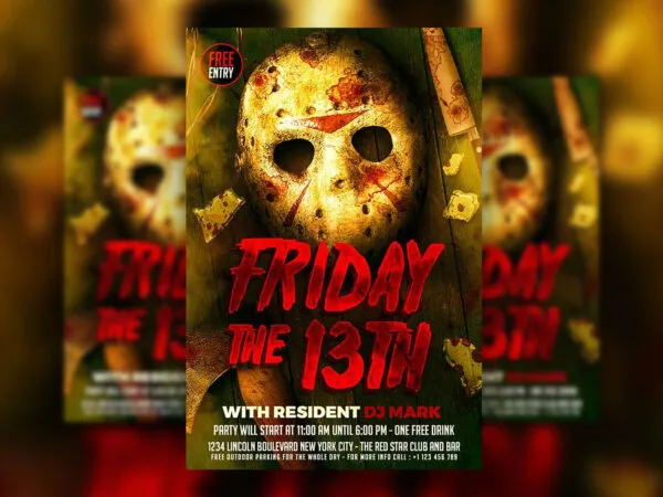 Friday The 13th Party Themed Flyer Template 1